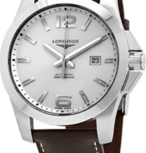 Longines Herrklocka L3.778.4.76.5 Conquest Silverfärgad/Läder Ø43