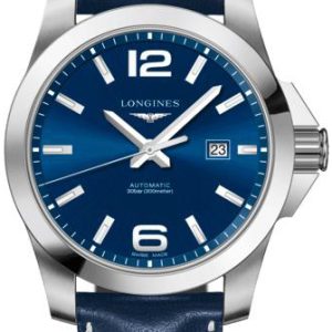 Longines Herrklocka L3.778.4.96.7 Conquest Blå/Läder Ø43 mm