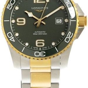 Longines Herrklocka L3.781.3.06.7 Hydroconquest Grön/Gulguldtonat