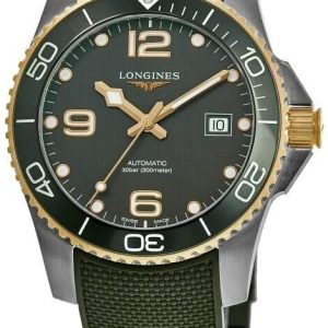 Longines Herrklocka L3.781.3.06.9 HydroConquest Grön/Gummi Ø41 mm