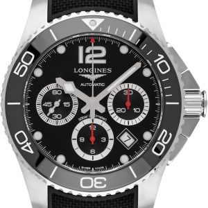 Longines Herrklocka L3.883.4.56.9 Hydroconquest Svart/Gummi Ø43 mm