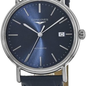 Longines Herrklocka L4.921.4.92.2 Presence Blå/Läder Ø38.5 mm