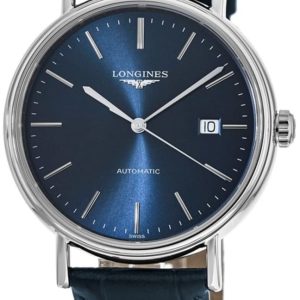 Longines Herrklocka L4.922.4.92.2 Presence Blå/Läder Ø40 mm