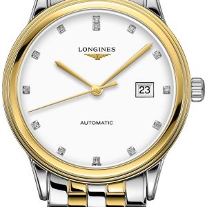 Longines Herrklocka L4.984.3.27.7 Flagship Vit/Gulguldtonat stål