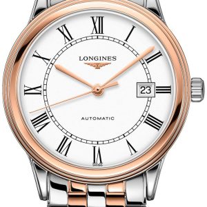 Longines Herrklocka L4.984.3.91.7 Flagship Vit/Roséguldstonat stål