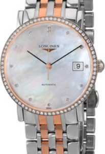 Longines L4.809.5.88.7 Elegant Vit/18 karat roséguld Ø34.5 mm