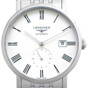 Longines L4.812.4.11.6 Elegant Vit/Stål Ø39 mm