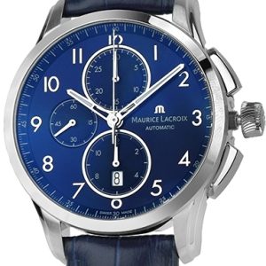 Maurice Lacroix Herrklocka PT6388-SS001-420-4 Pontos Blå/Läder Ø43