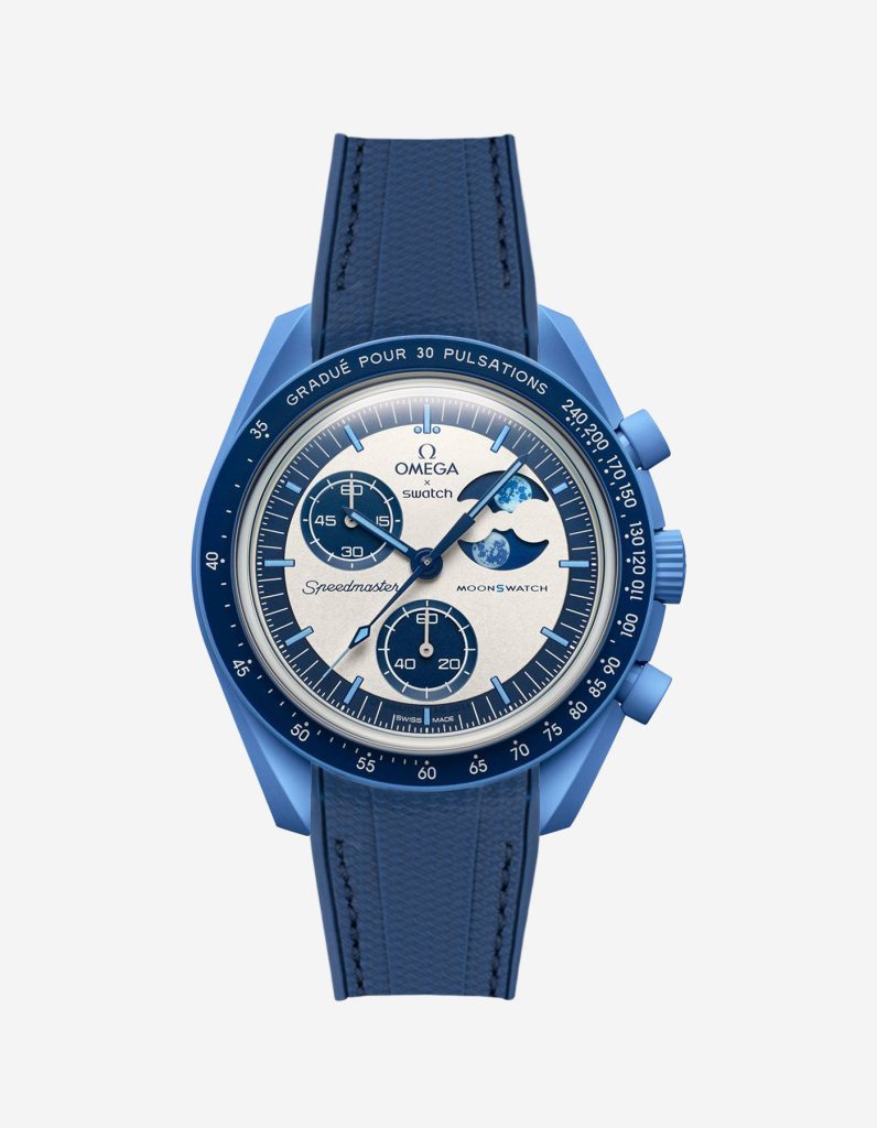 moonswatch mission to the super blue moonphase - marinebluestrap