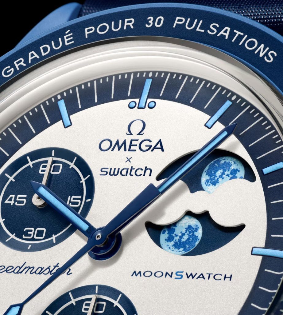 moonswatch mission to the super blue moonphase närbild