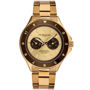 Philippe Palmer Newton Gold Steel Case Brown Dial