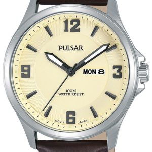 Pulsar Dress Herrklocka PJ6085X1 Champagnefärgad/Läder Ø42 mm