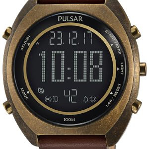 Pulsar Herrklocka P5A030X1 X LCD/Läder Ø44.5 mm