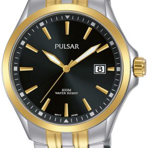 Pulsar Herrklocka PS9632X1 Svart/Gulguldtonat stål Ø40 mm