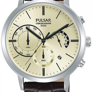 Pulsar Herrklocka PT3991X1 Regular Champagnefärgad/Läder Ø42 mm