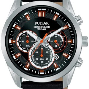 Pulsar Herrklocka PT3A99X1 Regular Svart/Läder Ø43 mm