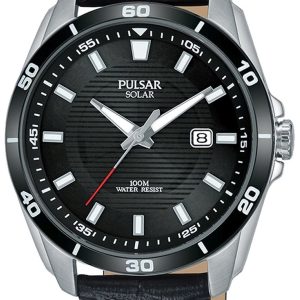 Pulsar Herrklocka PX3157X1 Solar Svart/Läder Ø41 mm