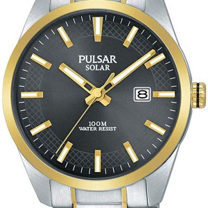 Pulsar Herrklocka PX3184X1 Solar Svart/Gulguldtonat stål Ø40 mm