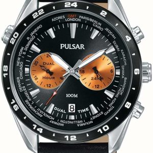 Pulsar Herrklocka PY7015X1 Svart/Läder Ø44 mm