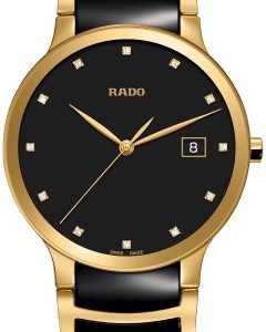 Rado Herrklocka R30527762 Centrix Svart/Gulguldtonat stål Ø38 mm