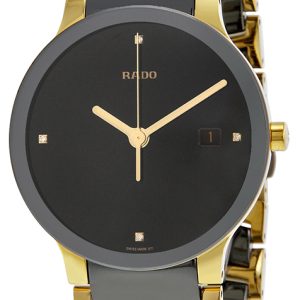 Rado Herrklocka R30929712 Centrix Svart/Gulguldtonat stål Ø38 mm