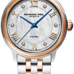 raymond weil damklocka 2131-sp5-00966 maestro vit/roséguldstonat