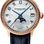 raymond weil damklocka 2139-p5s-05909 maestro vit/läder ø34 mm