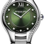 raymond weil damklocka 5132-s1s-52181 noemia grön/stål ø32 mm
