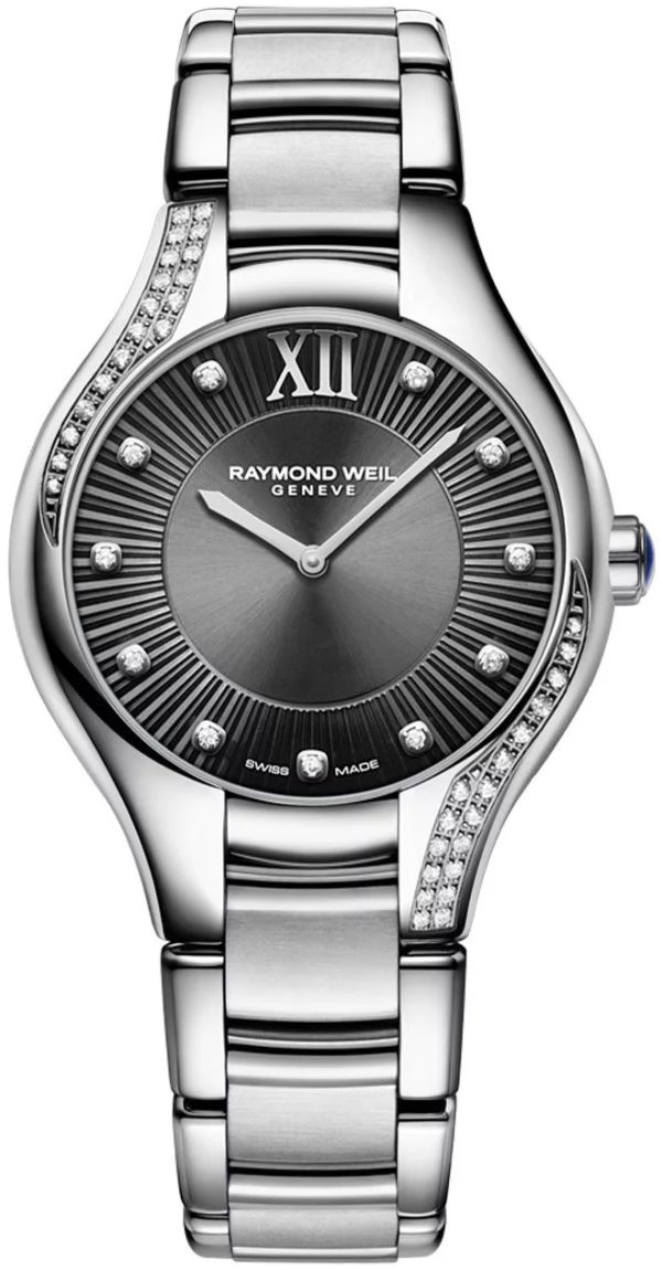 raymond weil damklocka 5132-s1s-60181 noemia grå/stål ø32 mm