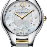 raymond weil damklocka 5132-stp-00985 raymond noemia vit/gulguldtonat