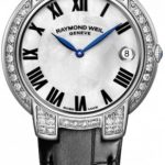 raymond weil damklocka 5235-sc2-01970 raymond jasmine vit/läder ø35