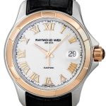 raymond weil herrklocka 2970-sc5-00308 parsifal vit/läder ø39 mm