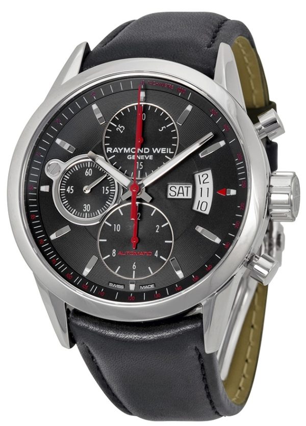 raymond weil herrklocka 7730-stc-60112 freelancer grå/läder ø42 mm