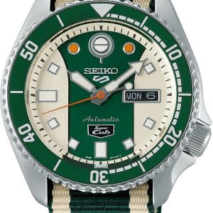 Seiko 5 Herrklocka SRPJ49K1 Honda Super Cub Grön/Textil Ø43 mm