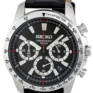 Seiko Chronograph Herrklocka SSB033 Svart/Läder Ø41 mm