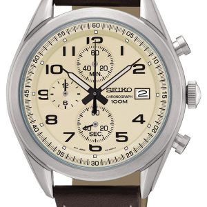 Seiko Chronograph Herrklocka SSB273P1 Beige/Läder Ø45 mm