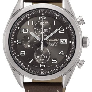 Seiko Chronograph Herrklocka SSB275P1 Grå/Läder Ø45 mm