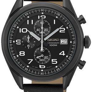 Seiko Chronograph Herrklocka SSB277P1 Svart/Läder Ø45 mm