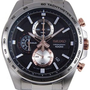 Seiko Chronograph Herrklocka SSB281P1 Svart/Stål Ø44 mm