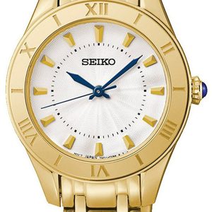 Seiko Damklocka SRZ434P1 Dress Ladies Vit/Gulguldtonat stål Ø30 mm