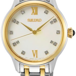 Seiko Damklocka SRZ540P1 Vit/Guldtonat stål Ø29.5 mm