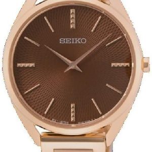 Seiko Damklocka SWR062P1 Dress Brun/Roséguldstonat stål Ø32 mm