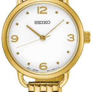 Seiko Dress Ladies Damklocka SUR670P1 Vit/Gulguldtonat stål Ø26.5 mm