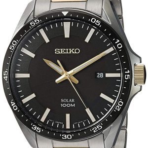 Seiko Herrklocka SNE485P1 Solar Svart/Gulguldtonat stål Ø43 mm