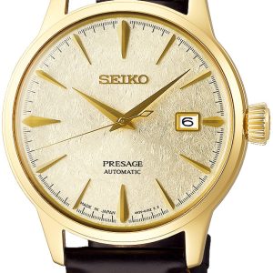 Seiko Herrklocka SRPH78J1 Presage Gulguldstonad/Läder Ø40.5 mm