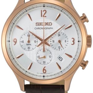 Seiko Herrklocka SSB342P1 Silverfärgad/Läder Ø44 mm