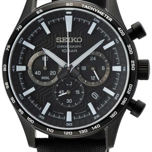 Seiko Herrklocka SSB417P1 Classic Svart/Textil Ø43 mm