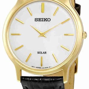 Seiko Herrklocka SUP872P1 Solar Vit/Läder Ø38 mm