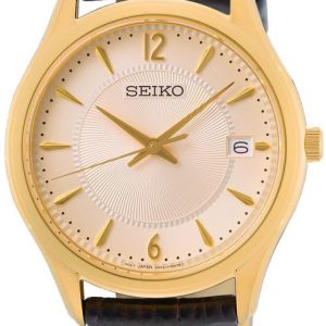 Seiko Herrklocka SUR472P1 Neo Classic Champagnefärgad/Läder Ø39.4