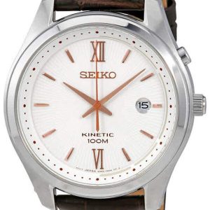 Seiko Kinetic Herrklocka SKA773P1 Vit/Läder Ø42 mm